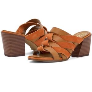 Vince Camuto Women's Deljesta Light Cognac Crisscross Heel Sandals Size 10